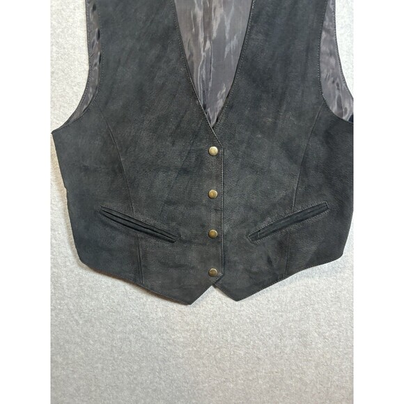 Ivy Club Classics Men’s Large Leather 4 Button Vest Black Velvet Satin - Picture 3 of 12